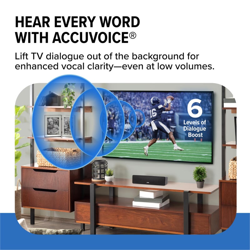 ZVOX AccuVoice AV100 Compact TV Soundbar Speaker with 6 Levels of Voice Boost, Black - Image 3